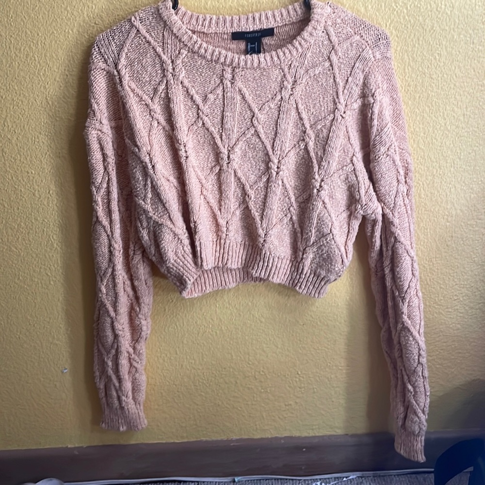 S Forever 21 Cropped Light Pink Sweater